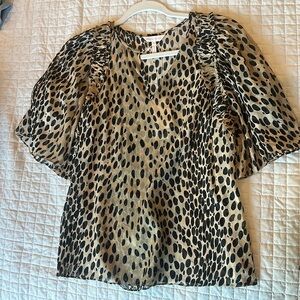 Rebecca Taylor Silk Sheer Leopard Print Blouse - S